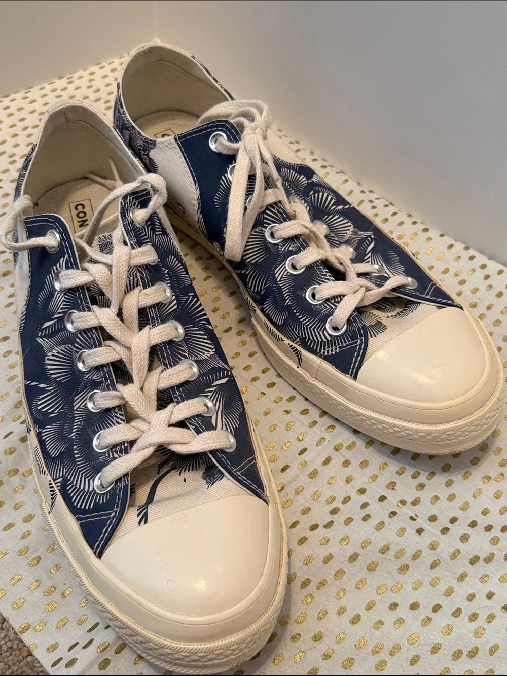 Converse Navy Blue and White Floral Low-Top Sneakers - Picture 8 of 8